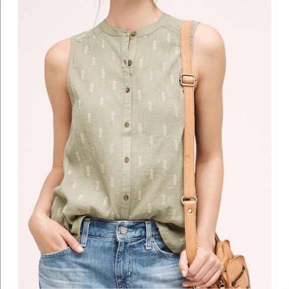 Anthropologie Tops - Anthropologie Embroidered Buttondown Top Sz 4 EUC